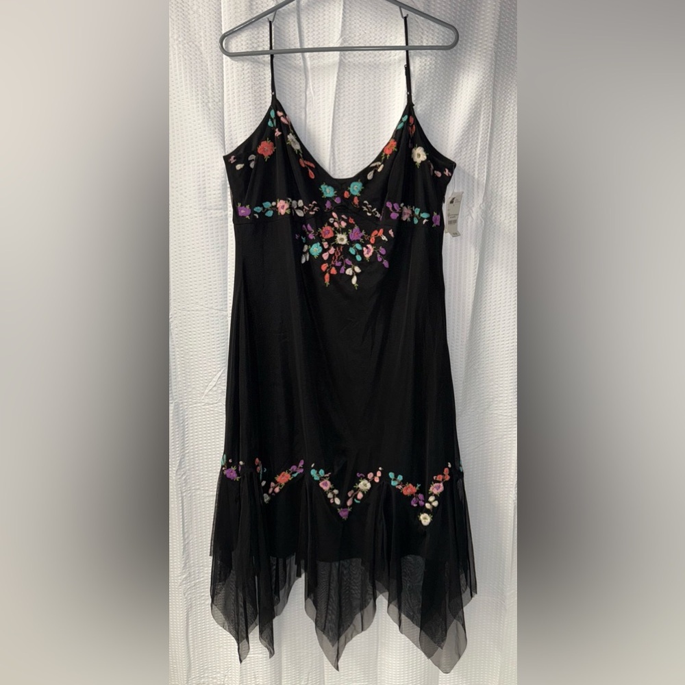 NWT Vintage Y2K Mixit black floral embroidered slip dress size 16